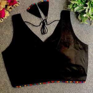 เสื้อเบลาส์คอวีผ้าไหมหนาพร้อมแขน10นิ้วเรียบๆสีสันสดใสงานถักทอแฟชั่นชุดแต่งงาน - Product Image 1