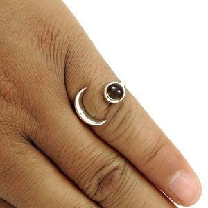 แหวน925ทรงท้องฟ้าอัญมณีควอตซ์สโมควอทซ์สโมควอทซ์สีเงินดูสง่างามทำด้วยมือเครื่องประดับชั้นดีอินเดีย - Product Image 2