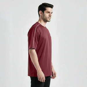 เสื้อยืดออกกำลังกาย GAI Perform Maroon ผลิตจากผ้าฝ้ายออร์แกนิค 100% ทรงหลวม ผ้าถักเนื้อหนา ผสมเส้นใยไม้ไผ่บีบอัด ผลิตด้วยเทคโนโลยี Drifit - Product Image 3