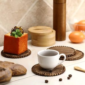 Best Theme Design Wood and Wooden Beads <b>Table</b> <b>Coaster</b> Best for Parties and Other Functions Tableware Decorative Design - Product Image 2
