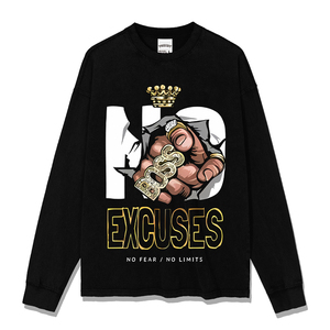 Sudadera de manga larga desgastada de 100 por ciento de algodón para hombre pesado con serigrafía personalizada, sudadera lavada con ácido vintage - Product Image 2