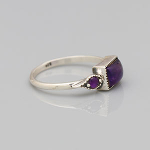 แหวนเงินแท้ 925 ประดับพลอยอเมทิสต์ทรงสี่เหลี่ยมผืนผ้า คอลเลคชั่นใหม่ เครื่องประดับชั้นดี ฝังเพชร เหมาะสำหรับงานปาร์ตี้และงานแต่งงาน - Product Image 3