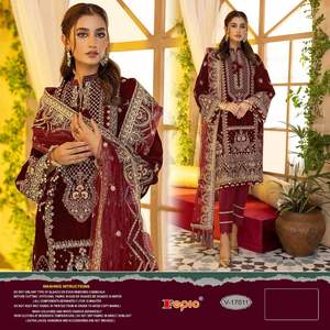 Colección de invierno de diseñador Trajes de Salwar Kameez con bordado de terciopelo para bodas y fiestas de India - Product Image 6