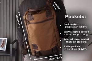 Sac à dos en toile en cuir véritable, voyage, extérieur, école, travail, randonnée, durable, unisexe, multi-poches, grande capacité, écologique - Product Image 4