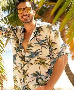 Chemise Aloha décontractée à imprimé floral pour hommes avec col polo rayonne à manches courtes pour les vacances d'été à la plage - Product Image 2