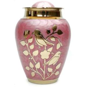 Urna de cremación de latón clásica superior con tira de plata y acabado de esmalte azul real y hermosa banda de grabado - Product Image 2