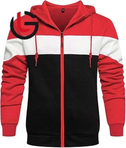 GLOBAL LEATHER Sweat à capuche pour homme en molleton 100% coton 300g, coloris Rouge Blanc Noir, Nouveau, Hiver, Chaud, Non doublé, Confortable, Élégant, Pull-over - Product Image 3