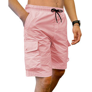 Custom <b>Men's</b> Super Soft Cotton <b>Shorts</b> Elastic Waistband Print Logo Comfort Sweat Street Casual <b>Pink</b> Cotton Cargo <b>Shorts</b> - Product Image 2
