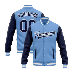 Chaqueta Varsity de grafiti de lana de moda para hombre estilo High Street con cuello vuelto y parche bordado - Product Image 3