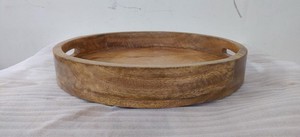 Bandeja Redonda de Madera 100% Natural a un Precio Razonable, Bandeja de Servir de Madera de la Mejor Calidad, Color Natural, Pulido de Alta Calidad - Product Image 2