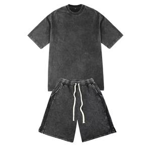 2025/2026 été lavage à l'acide deux pièces ensemble court vêtements pour hommes en gros Shorts et ensembles de t-shirts ensembles de t-shirts deux pièces pour hommes - Product Image 6