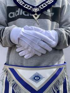 Masonic regalia Blue HOUS Aprons with CHAIN COLLAR & gloves-HSE - Product Image 4