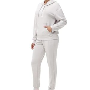 Ensemble de survêtement décontracté pour femme, 100% couleur unie, respirant, lourd, antibactérien, taille plus, pour l'été - Product Image 4