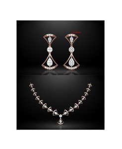 ชุดเครื่องประดับสำหรับผู้หญิงต่างหูเพชรเพชร10K 14K สีขาวและสีเหลืองทอง - Product Image 1