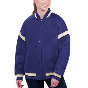 Veste d'université en satin pour femmes avec manches contrastées en coton brodé personnalisé Taille personnalisée pour l'équipe universitaire Veste - Product Image 1