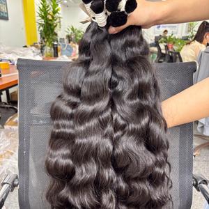 Paquete de cabello humano ondulado Natural a granel 100% peluca cruda vietnamita sin procesar cabello Boho trenzas tejido personalizado extremos dobles dibujados - Product Image 6
