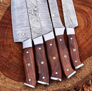 Ensemble professionnel de couteaux en Damas 5 pièces fait main, commandes en gros OEM ODM, ensemble de couteaux en Damas personnalisés ambidextres faits à la main - Product Image 2