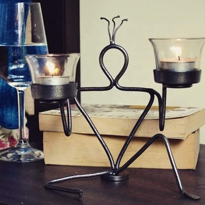 Support de bougie élégant pour maison, hôtel, Restaurant, Table de mariage, décor de couleur noire, design moderne, pot de bougie en métal - Product Image 3