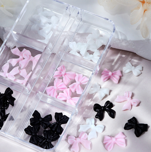 6 grilles rose <span class=keywords><strong>blanc</strong></span> ruban arc ongles breloques pièces coréennes <span class=keywords><strong>noir</strong></span> Nail Art cravate décoration Kawaii accessoires polymère argile fournitures - Product Image 3