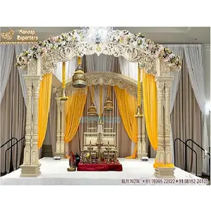 Attraktive Innen hochzeit FRP Mandap Dekor Royal Wedding Bells Dekor Mandap Setup Indische Doppels äule Hochzeit Mandap Dekoration