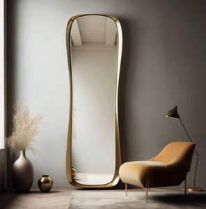 Miroir en aluminium à cadre métallique Luxueux à montage mural Design élégant pour chambre à coucher et salle de bain Décoration intérieure - Product Image 1