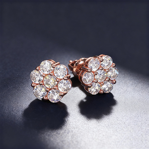 Phổ Biến Cụm Hoa Moissanite Stud Bông Tai 925 Sterling Bạc Trắng Đen 9Mm Unisex Đồ Trang Sức Thời Trang Cho Nam Giới Phụ Nữ - Product Image 4