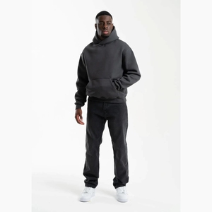 Sweat à capuche surdimensionné uni 100% coton de haute qualité en polaire lourde unisexe Logo personnalisé grande taille pull à capuche pour hommes - Product Image 4