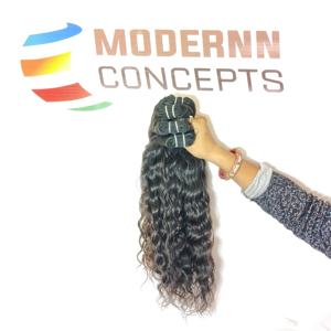 Vente en gros d'extensions de cheveux humains 100% vierges indiens Temple Remy Grade noir soyeux ondulé style de vague de corps brut non transformé - Product Image 3