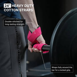 Custom Weightlifting Wrist Straps with <b>Neoprene</b> Padding Heavy Duty Gym Lifting Straps for Strength Training OEM Wholesale - Product Image 2