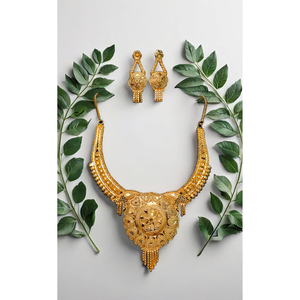 Super venta collar pendientes conjunto con 22K chapado en oro estilo único mujeres usan collar pendientes conjunto joyería por exportadores - Product Image 1