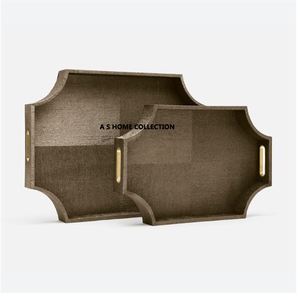 Plateau de service à bordure dorée en marbre rond et élégant de qualité exclusive Design fantaisie Parfait pour les boissons Prix abordable - Product Image 5