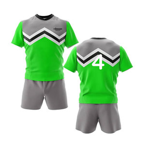 Uniforme de rugby durable pour hommes, en polyester de qualité supérieure, à séchage rapide, chemise à manches courtes et short, parfait pour les équipes et les clubs jeunes. - Product Image 1