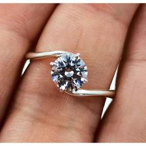 Handmade 925 Sterling <b>Silver</b> <b>Solitaire</b> <b>Ring</b> Six Prongs Cubic Zirconia Perfect Birthday Anniversary or Bridesmaid Gift - Product Image 1