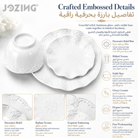 Lot de Vaisselle en Céramique en Gros, Prix Usine, Assiettes et Bols en Porcelaine Blanche Festonnée avec Perles pour Restaurants