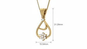 14K Gold & Natural Diamond Dainty Gold Open-Work Teardrop Pendant with Flower Accent - Product Image 2