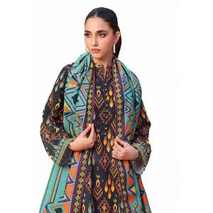 Traje Salwar Kameez de 3 Piezas sin Coser, de Algodón Khaddar Estampado, Ropa Étnica Pakistaní e India para Festivales-SD-42132 - Product Image 4