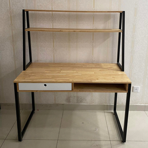 Solid Wood 120x60x145(cm) FD68046 <b>Computer</b>/Laptop <b>Table</b> Simple Design Study Desk with Drawers Bookshelf Made of Rubber Wood - Product Image 6
