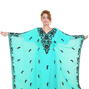 Modern Moroccan Islamic <b>Kaftan</b> for <b>Women</b> Long Floor-Length Beach Dress with Breathyable Long Sleeve ODM Supply - Product Image 1