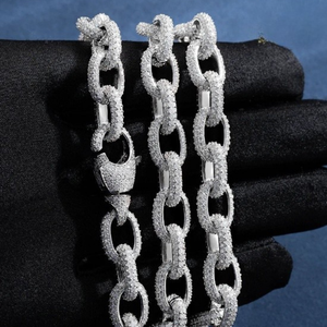 Collier chaîne cubaine en argent glacé de luxe pour hommes Style Hip Hop diamant Look déclaration bijoux mode - Product Image 2