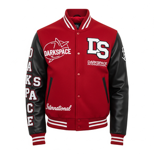 เสื้อแจ็กเก็ตแบบทนทานปักโลโก้ด้านหน้าผ้ากำมะหยี่แขนหนังขนสัตว์ดีไซน์ใหม่สำหรับฤดูหนาว - Product Image 3