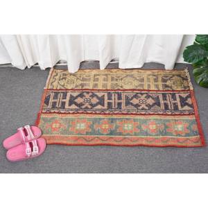 Vintage 18x29ft Turkish Bohemian <b>Wool</b> Area Rug Classic <b>Red</b> & Green Patchwork Design for Entryway 4m Width Latex Backed - Product Image 4