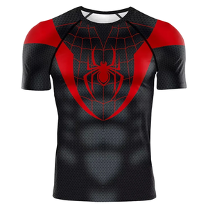 2025 summer new <b>men</b> compression T-shirt <b>Spider</b> role play short sleeve T-shirt elastic superhero <b>top</b> fitness activewear - Product Image 5