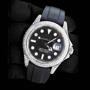 Reloj de acero inoxidable de lujo Half Iced Totalmente a mano VVS Lab Grown Diamonds Correa de acero inoxidable negro Dial de cristal Miyota - Product Image 3