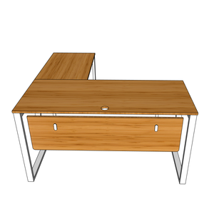 MBamboo L-Shaped Corner <b>Desk</b> 140x140cm <b>Solid</b> <b>Wood</b> Modern Minimalist Design Assembled Iron Legs for Office or Study Use - Product Image 6