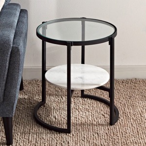 Table d'appoint moderne en verre de forme carrée avec base en métal, parfaite pour le salon, le café, le bureau et les espaces élégants de l'Inde - Product Image 1