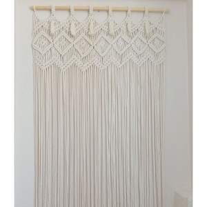 Boho <b>Macrame</b> Wall <b>Curtain</b> Cotton and Rattan Vertical and Framed Pattern for Living Room Wedding Decor Home Wall Hanging - Product Image 2