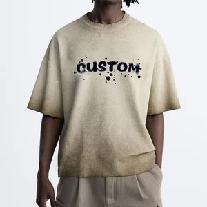 Nuevo diseño de moda, camiseta Sun Faded, ropa de calle, camiseta de gran tamaño, camiseta de lavado ácido personalizada para hombres - Product Image 1