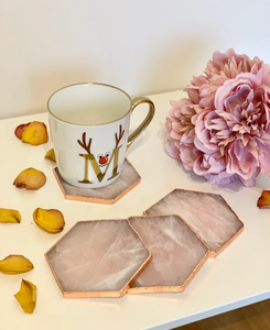 Hot Sell Hexagon Rose Quartz Coasters Cup Natural in Pink Colors Gift <b>New</b> Design Paperweight Wholesale Coaster Agate Round - Product Image 4