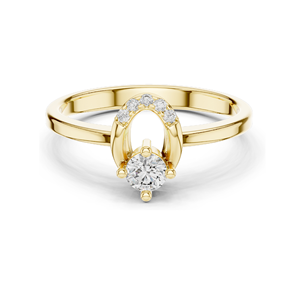 Bague en diamant de laboratoire en forme de fer à cheval 0,183 CT pour femme, diamants CVD VVS-VS EF, or 18 carats, 14 carats, 10 carats et argent 925, rose, jaune - Product Image 2