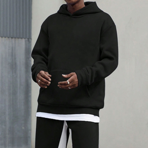 Top Trending Unisex Cotton <b>Hoodie</b> <b>Men's</b> Oversized Sweatshirts in <b>Plain</b> <b>Black</b> Street Wear High Quality 100% Cotton - Product Image 2